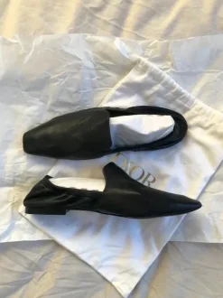Adolfo Dominguez Black Leather Minimalist Loafers