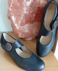 ARA - elegante Spangenpumps, Schwarz, silbrige Deko-Spange, Absatz Gr. 5,5 (=38)