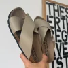 Autenti 38 neu Sandalen Schlappen Leder beige neu Kreuz Riemen
