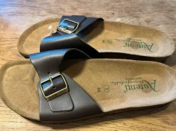 Autenti slippers leer leren voetbed maat 44 donkerbruin