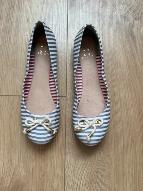 Ballerinas gestreift blau gold Akira 37