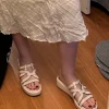 Beige Reiss leather mules, 41