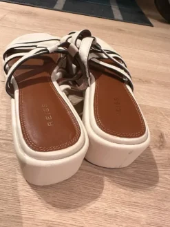 Beige Reiss leather mules, 41