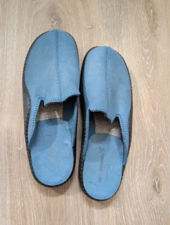 Bequeme blaue Hausschuhe für Damen, 40, Leder