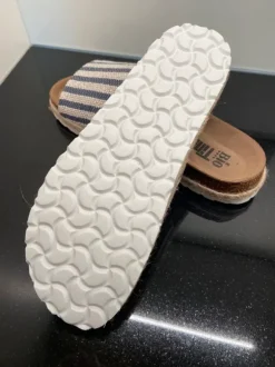 Bio Time Pantoletten Damen Gr. 40 NEU Streifen Marine Sommer Sandalen