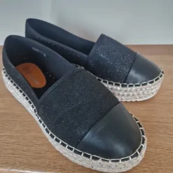 Bo'aime Espadrilles Gr. 38 Schwarz Glitzer Plateau
