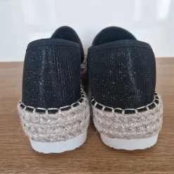Bo'aime Espadrilles Gr. 38 Schwarz Glitzer Plateau