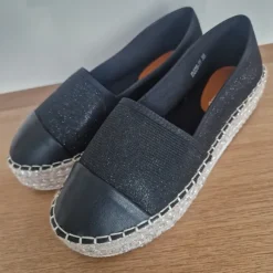 Bo'aime Espadrilles Gr. 38 Schwarz Glitzer Plateau