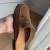Brown Suede Leather Loafers | Minimal Chic | Size 41