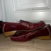 Canda Damen Leder Slipper Mokassins Rot/Bordeaux