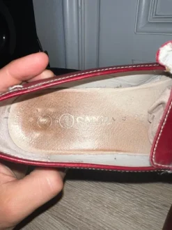 Canda Damen Leder Slipper Mokassins Rot/Bordeaux