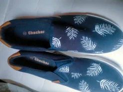 Checker loafers marine blue nature pattern 43 new