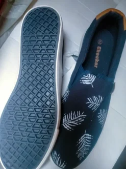 Checker loafers marine blue nature pattern 43 new