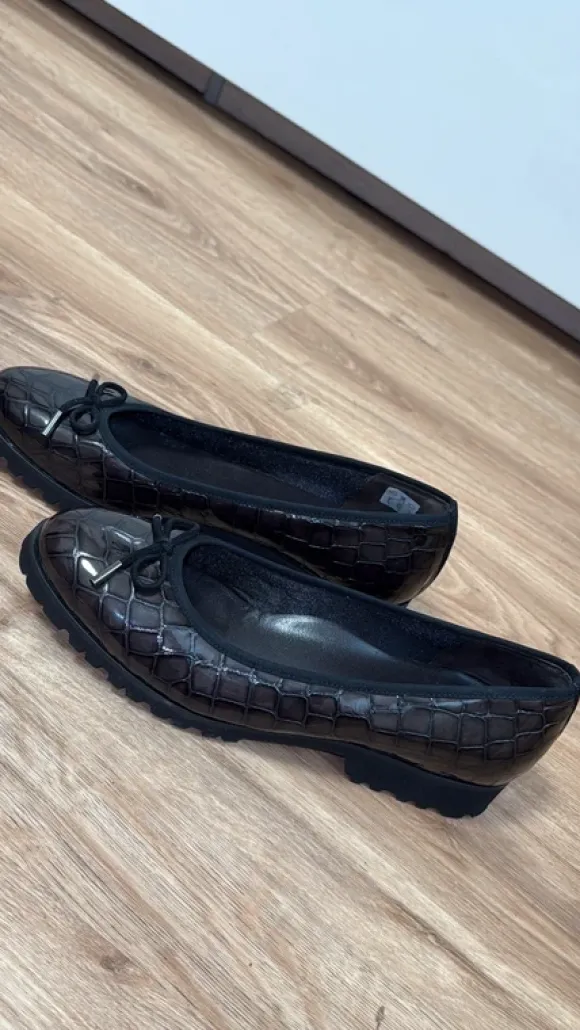 Chunky Mokassins Leder Kroko-Optik Vibram sigle Made in Italy