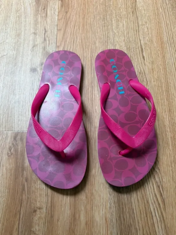 Coach Flip Flops Sandalen Damen Pink Türkis Badelatschen