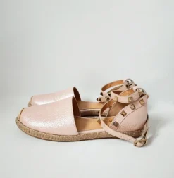 Damen -Espadrilles aus echtem Leder in einem pudrig Farbton