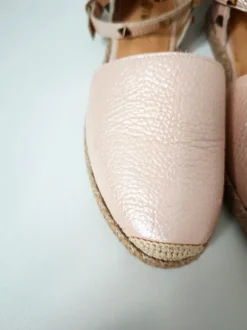 Damen -Espadrilles aus echtem Leder in einem pudrig Farbton