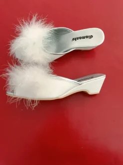Diamante Pantofola Sposa Aperta con Marabù 36 Made in Italy