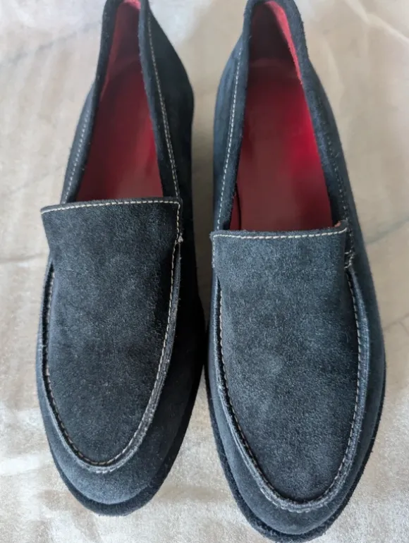 Edle Toni Gard Wildleder Slipper / Loafer/ Bootsschuhe Dunkelblau Gr. 36.5