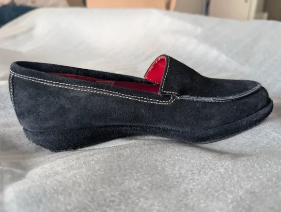 Edle Toni Gard Wildleder Slipper / Loafer/ Bootsschuhe Dunkelblau Gr. 36.5