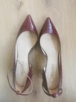 Elegante Sling - Pumps, rot, bordeaux, animal print