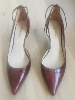 Elegante Sling - Pumps, rot, bordeaux, animal print