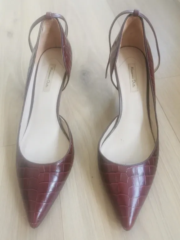 Elegante Sling - Pumps, rot, bordeaux, animal print