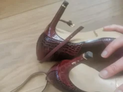 Elegante Sling - Pumps, rot, bordeaux, animal print