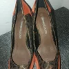 Escarpins femme a talon taille 38 orange léopard 3suisses