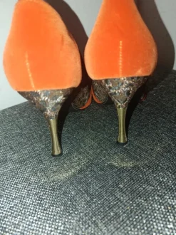 Escarpins femme a talon taille 38 orange léopard 3suisses