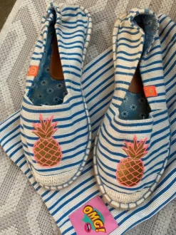 Espadrilles biau weiss gestreift, Größe 38/39