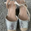 Espandrilles mit Absatz ca 5-6 cm beige Glitzer