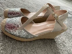 Espandrilles mit Absatz ca 5-6 cm beige Glitzer