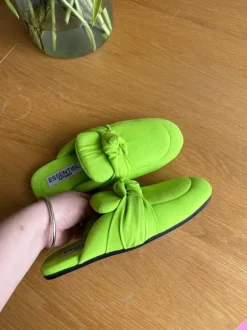 Essentiel Antwerp Slip On Suede Knot Loafer Slippers Lime Green