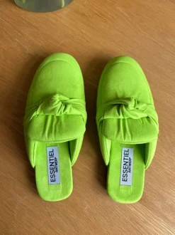 Essentiel Antwerp Slip On Suede Knot Loafer Slippers Lime Green