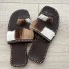 Fell Leder Sandalen Vintage