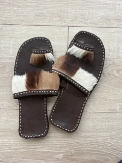 Fell Leder Sandalen Vintage