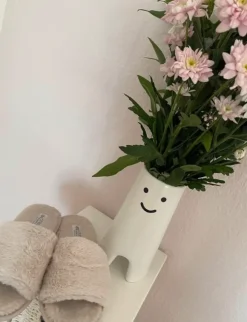 Flauschige Hausschuhe Beige/ Rosé
