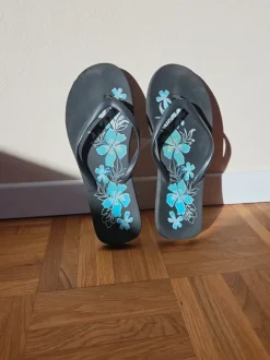 Flower Flip-Flops schwarz blau, Lotus