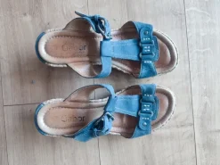 Gabor Sandalen Gr. 5 ( 38 ) blau mit Keilabsatz