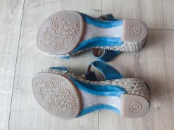 Gabor Sandalen Gr. 5 ( 38 ) blau mit Keilabsatz