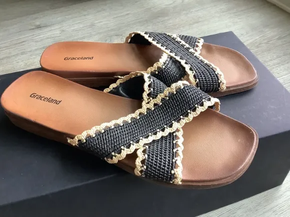 Gevlochten Slippers zwart graceland maat 40