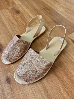 Glitzer Sandalen Offen Neu Gr. 38 Roségold