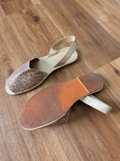 Glitzer Sandalen Offen Neu Gr. 38 Roségold