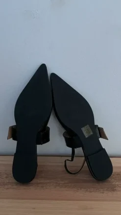 glänzende spitze Pantoletten/Sandalen/Sling Ballerinas