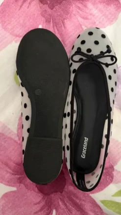 Graceland Ballerinas Gr. 39 | Mesh Punkte Polka Dots schwarz weiß 🎀
