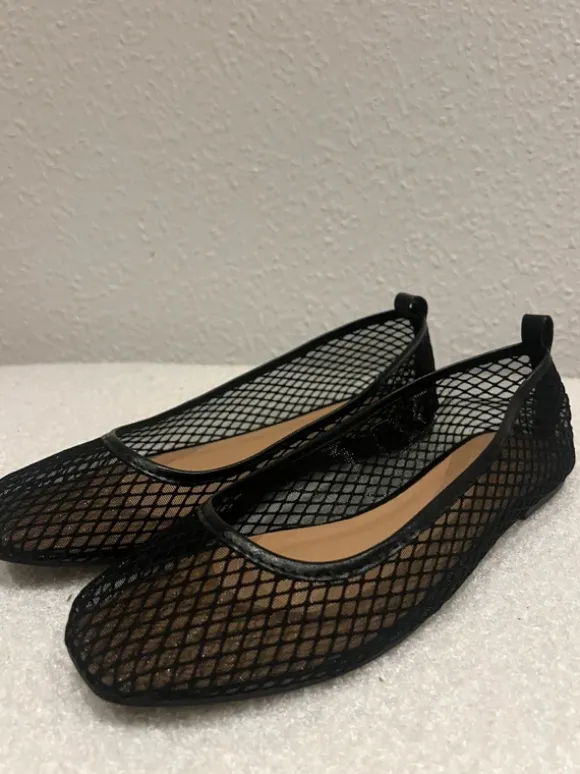 Grid see-through balerinas