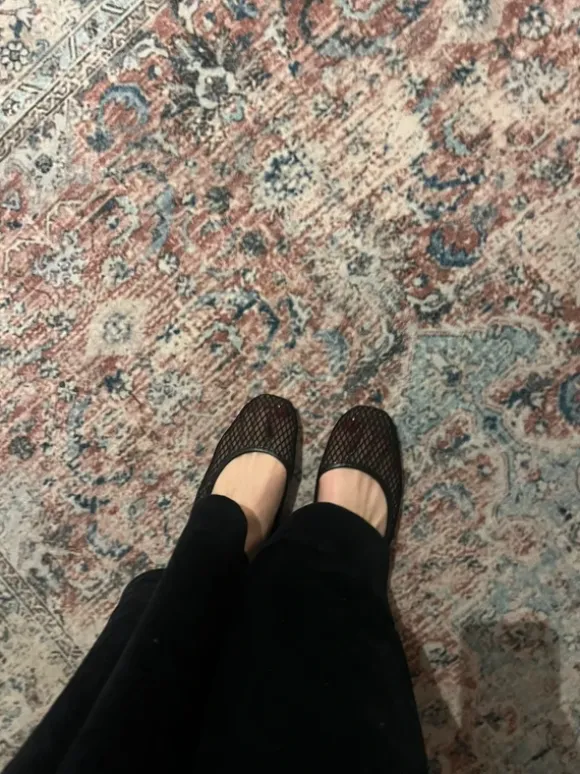 Grid see-through balerinas