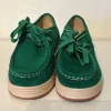 Grüne Plateau-Schnürschuhe Damen Gr. 39 – Wildlederoptik