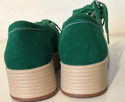 Grüne Plateau-Schnürschuhe Damen Gr. 39 – Wildlederoptik